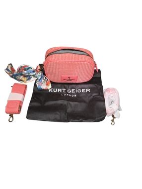 Kurt Geiger Pink Woven Crossbody Camera Bag
